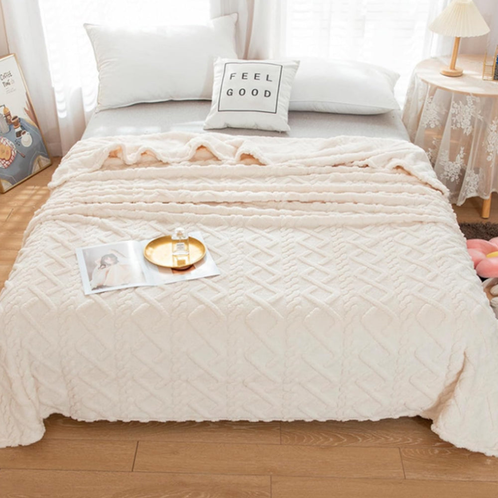 Soft Warm Reversible Faux Long Plush Blanket