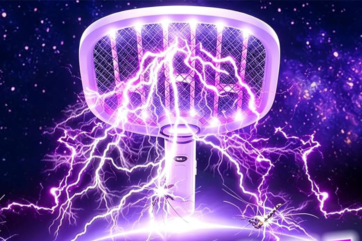 Electric Mosquito Swatter with Digital Display and White Light Flashlight Fly Killer Bug Zapper Racket Bug Zapper