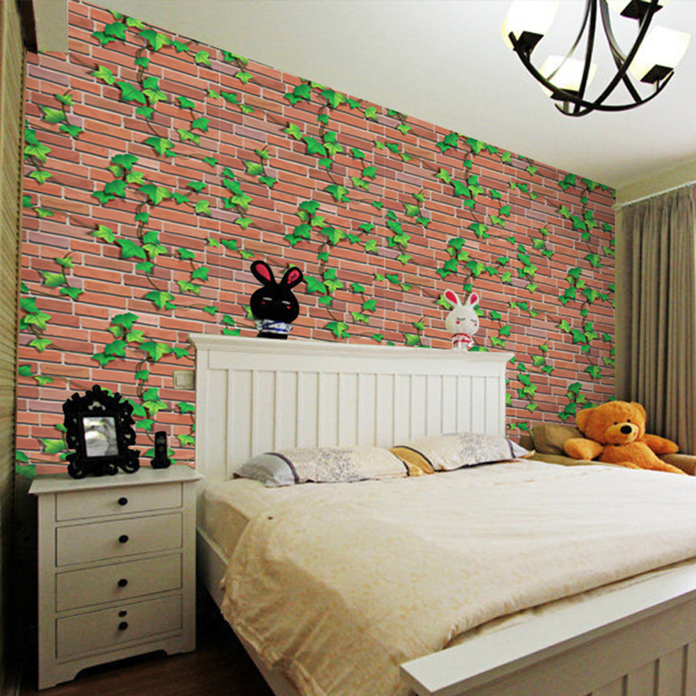 10M Natural Brick Stone Wallpaper-Creepers and Bricks