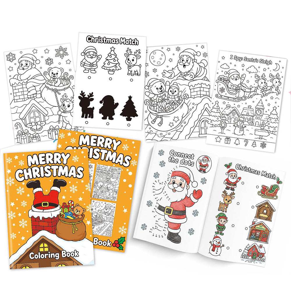 10Pcs Christmas Coloring Books Santa Claus Snowman Designs Holiday Gift