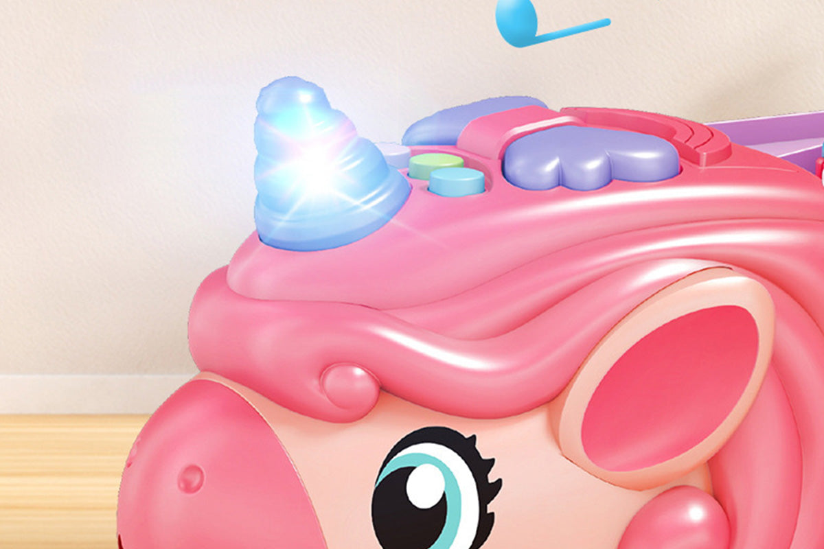 Unicorn Toy Truck Foldable Racetrack with Lights and Sound Birthday Gift for Girls