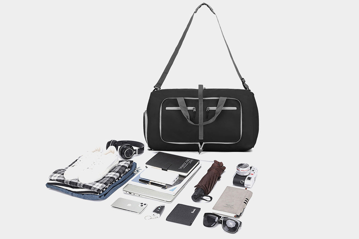 Large Foldable Travel Duffel Bag Carry On Shoulder Duffle Bag With Shoe Compartment