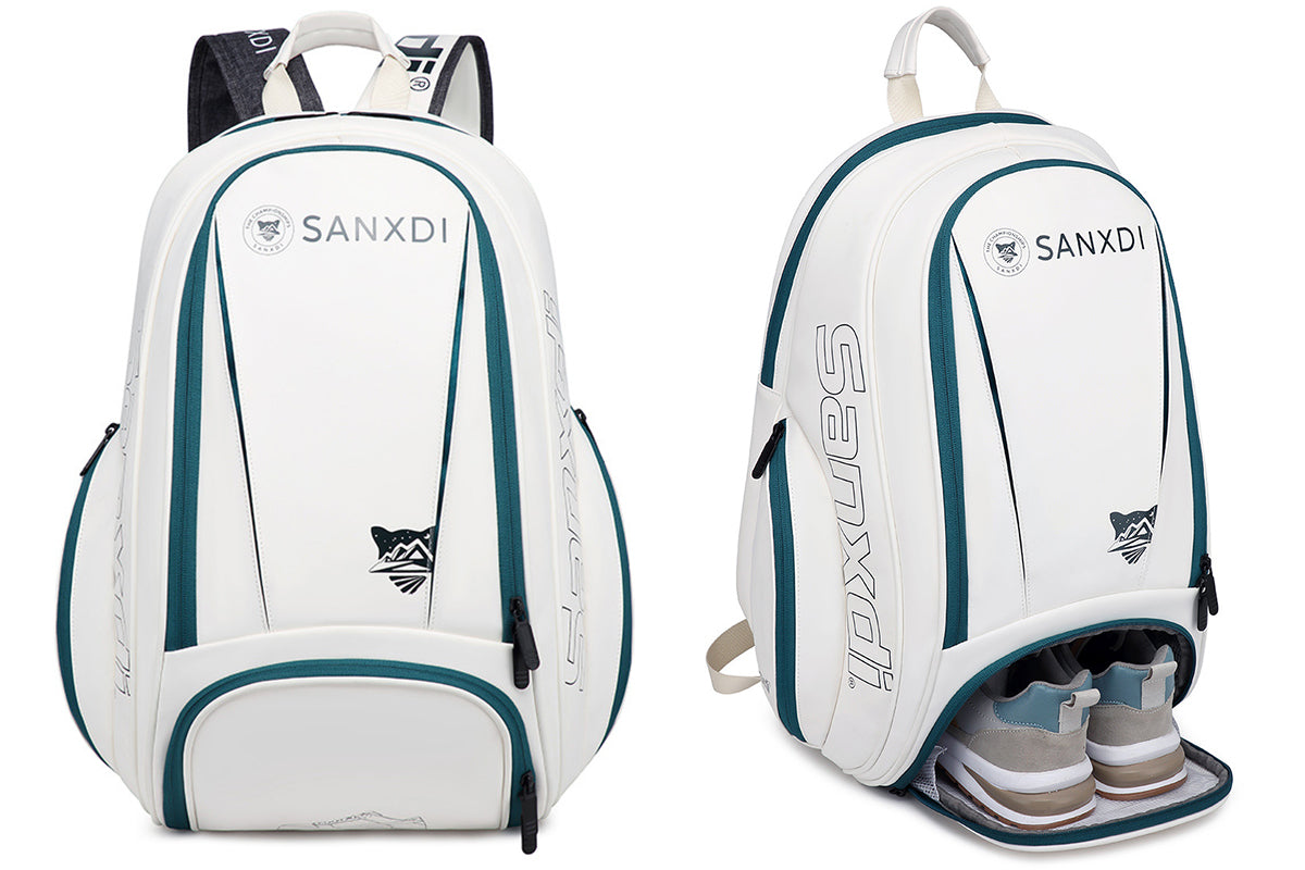 Sports Tennis Backpack PU Water-Resistant Badminton Racket Bag with Separate Shoe Compartment Rucksack for Gym Outdoor