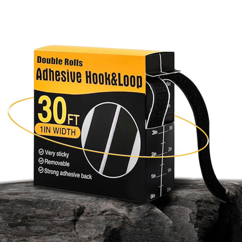 30Ft x 1 Inch Hook and Loop Strips with Adhesive 2 Rolls Heavy Duty Hook Loop Tape