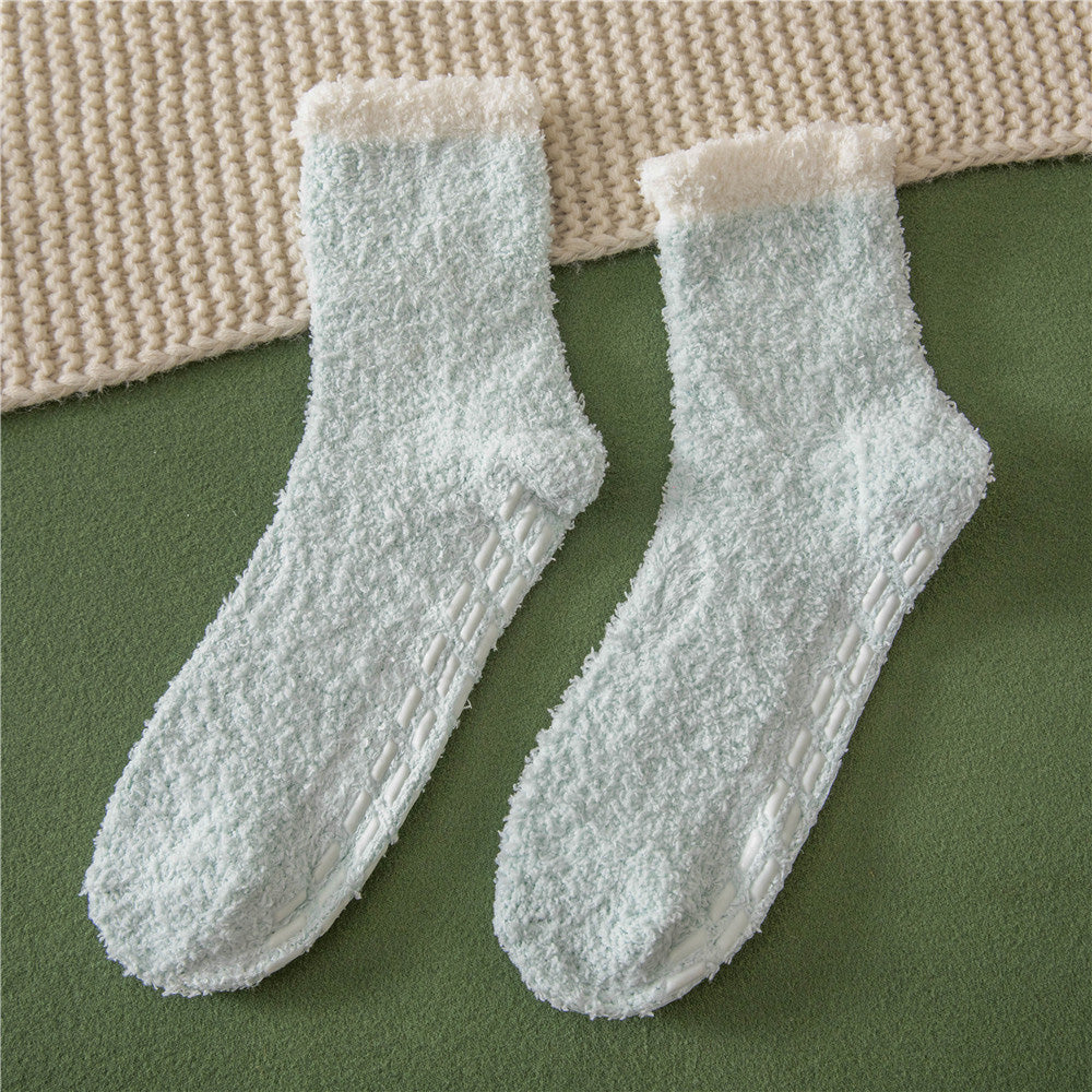 4Pcs Non-Slip Grip Socks for Women Fluffy Slipper Socks