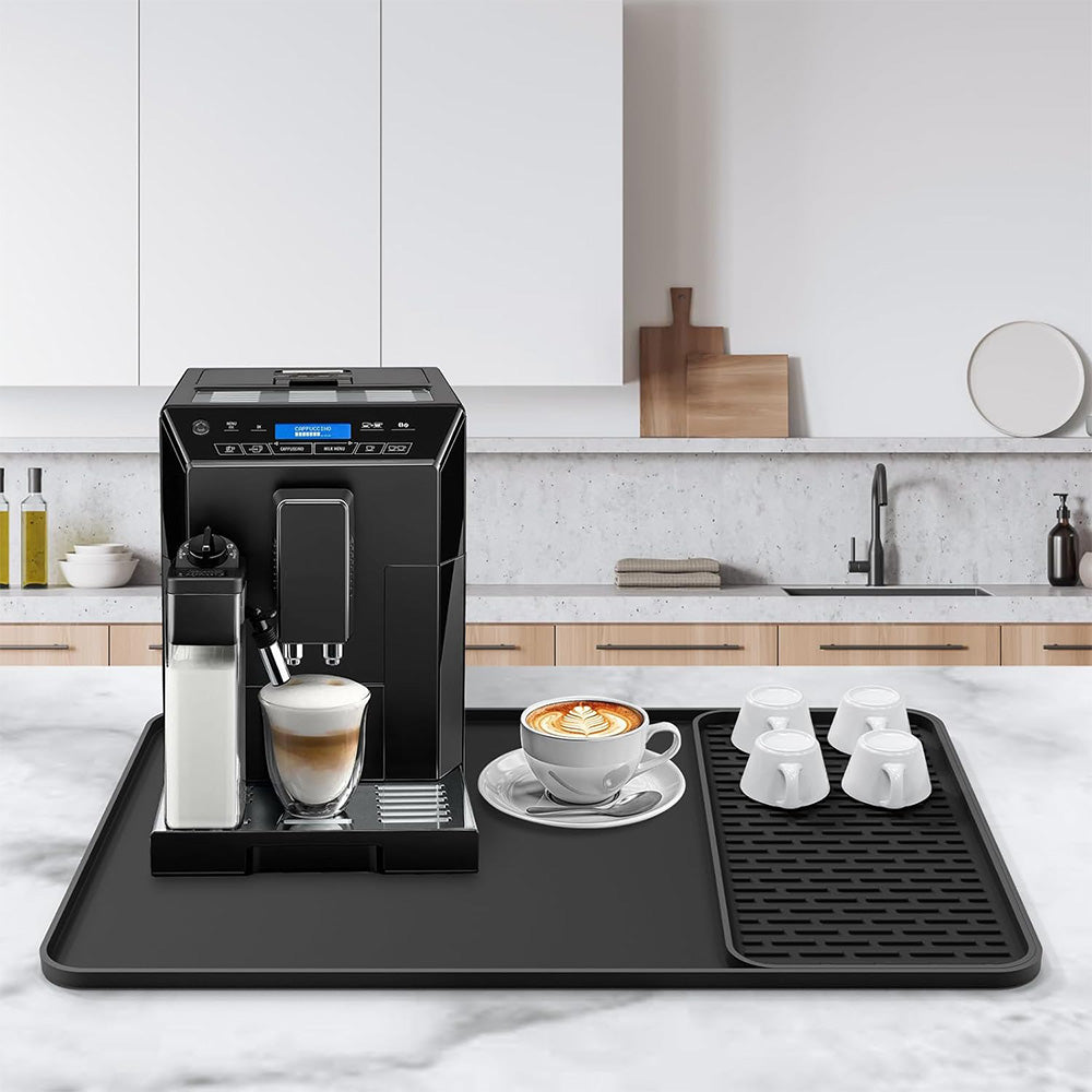 Silicone Coffee Mat Bar Mat with Detachable Dish Drying Mat for Coffee Maker Dish Rack