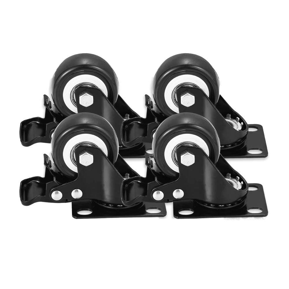 4 Pack 2 Inch Swivel Caster Wheels with Brakes for Cart Workbench and Shelf