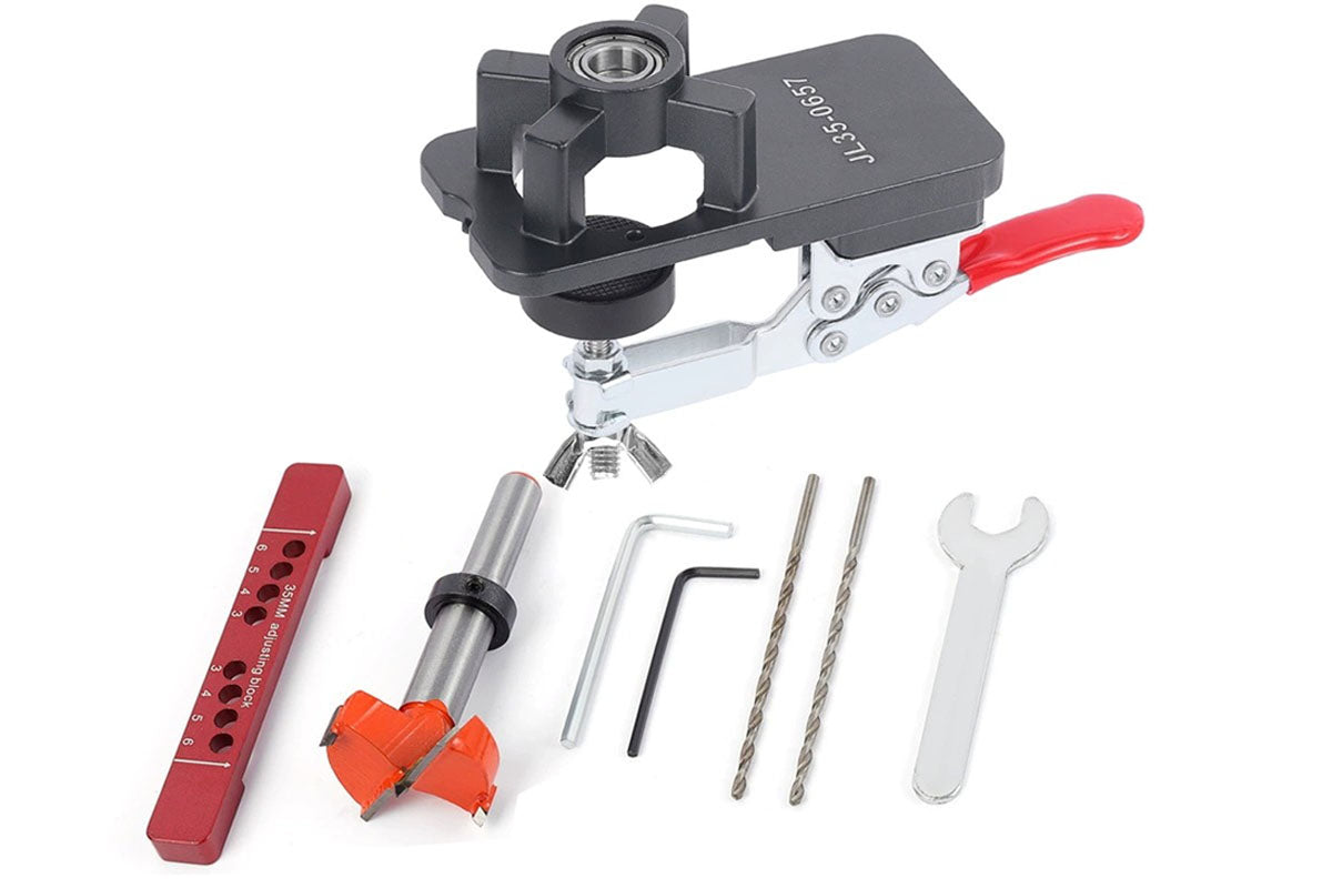 35mm Hinge Drilling Jig Adjustable Cabinet Hole Opener with Stop