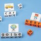 Wooden English Spelling Game with Word Battle Cards and Bell