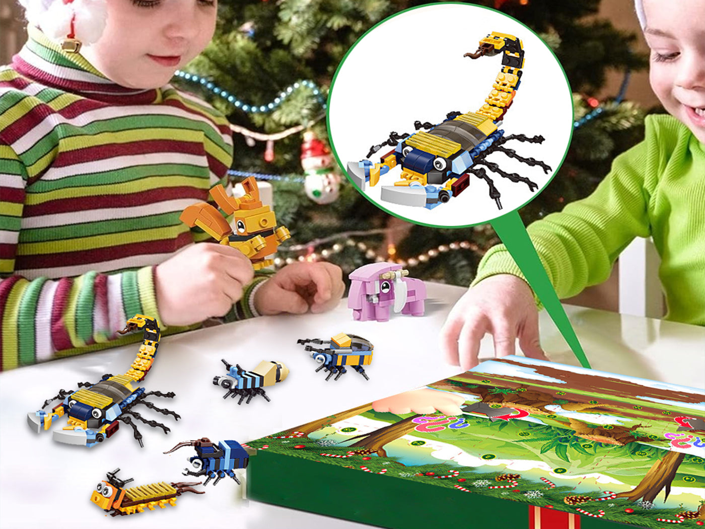 Christmas Advent Calendar Insects Series Building Blocks Toy Countdown Calendar Xmas Blind Box