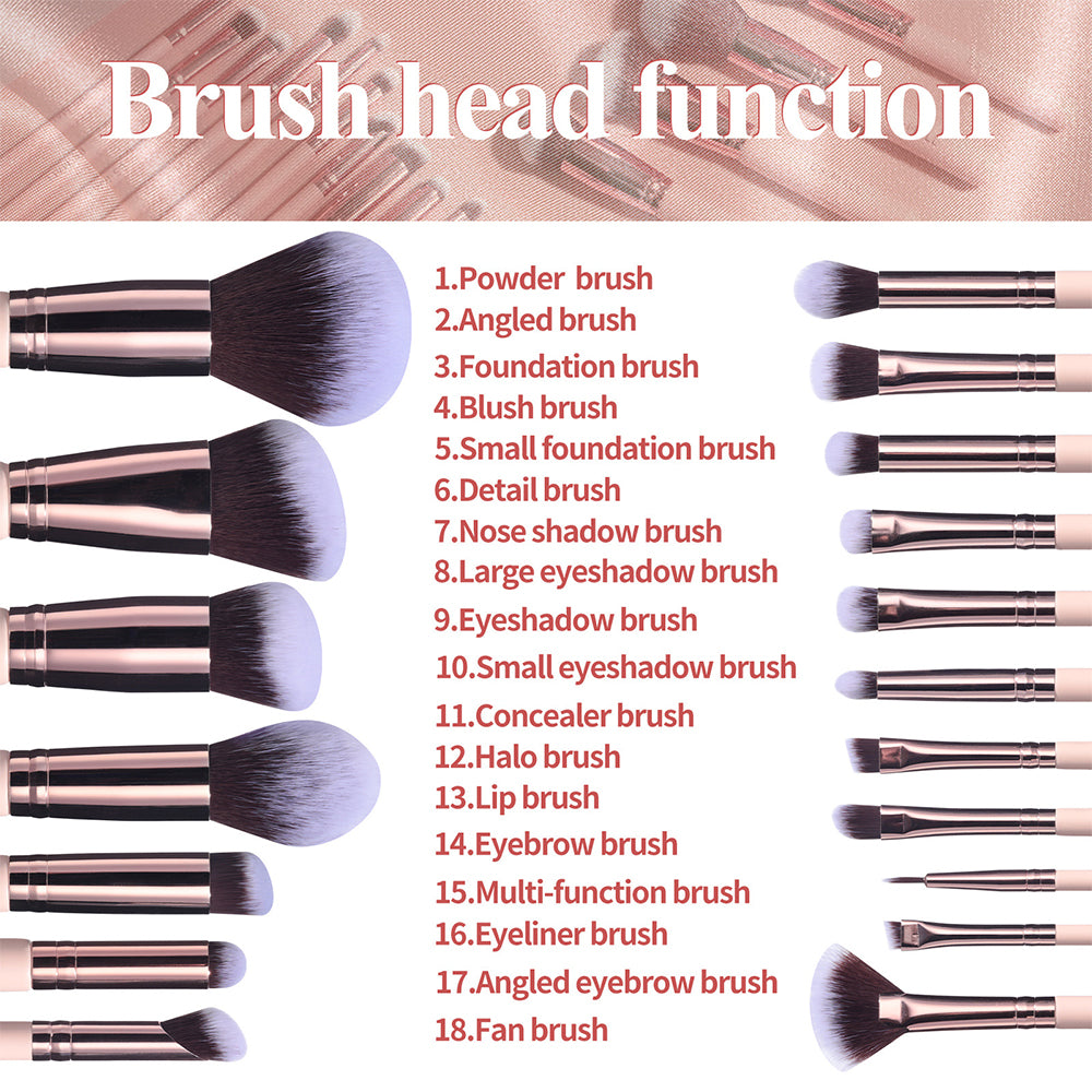 18Pcs Makeup Brushes Set with Makeup Sponges and Storage Bucket