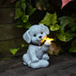 Solar Dog Outdoor Statues for Garden Outside Decor with Butterfly for Yard Art Lawn Ornaments
