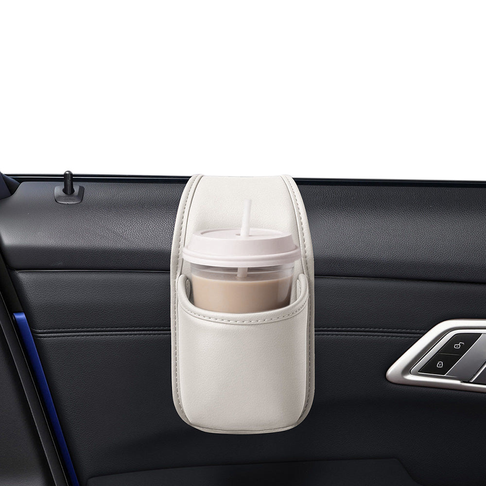 Self Adhesive PU Leather Vehicle Door Cup Holder for Bottle Cup