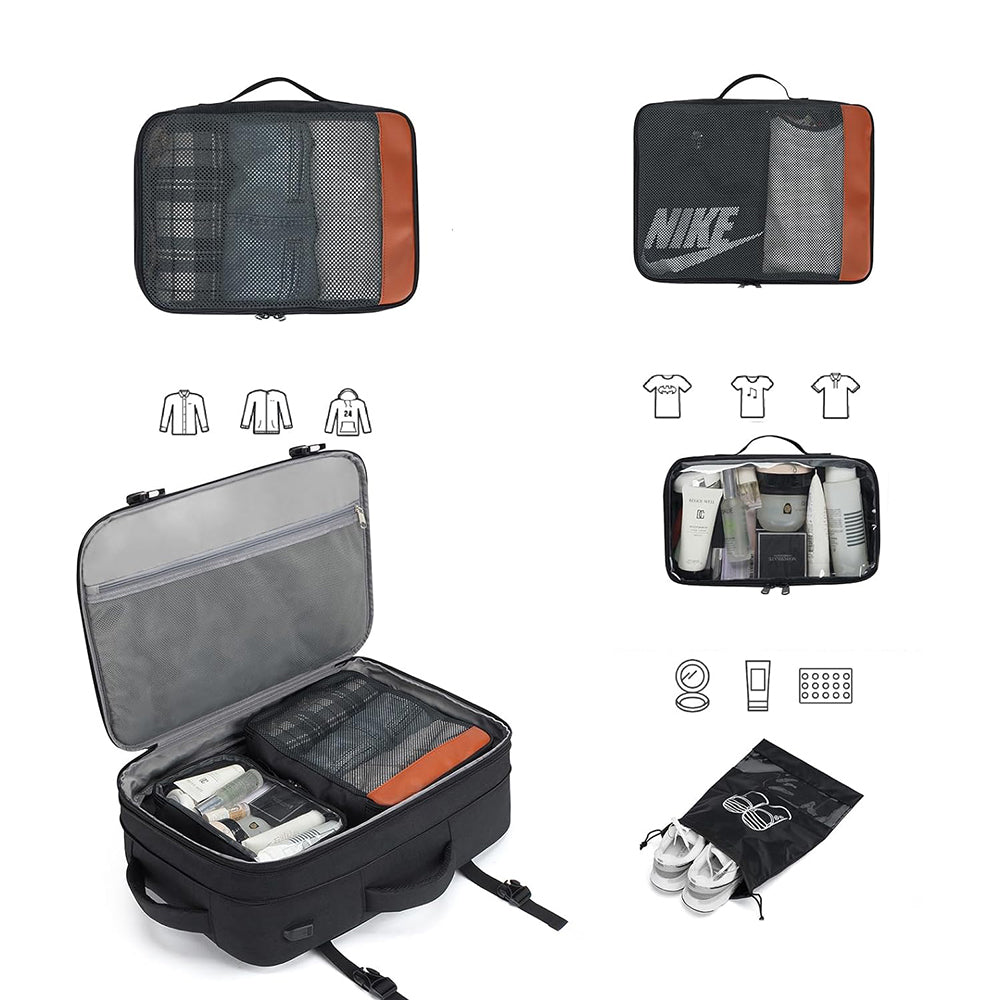 Business Travel Shoulder Backpack with Shoe Bag and Storage Bag