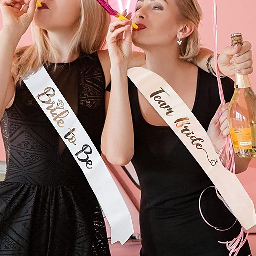 7Pcs Bride Sash Set-1 White Bride to Be Sash 6 Black Team Bride