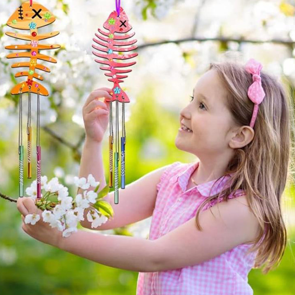 3D Rotating Fish Wind Chime Kit for Kids Make Your Own Wind Chime Wooden Arts