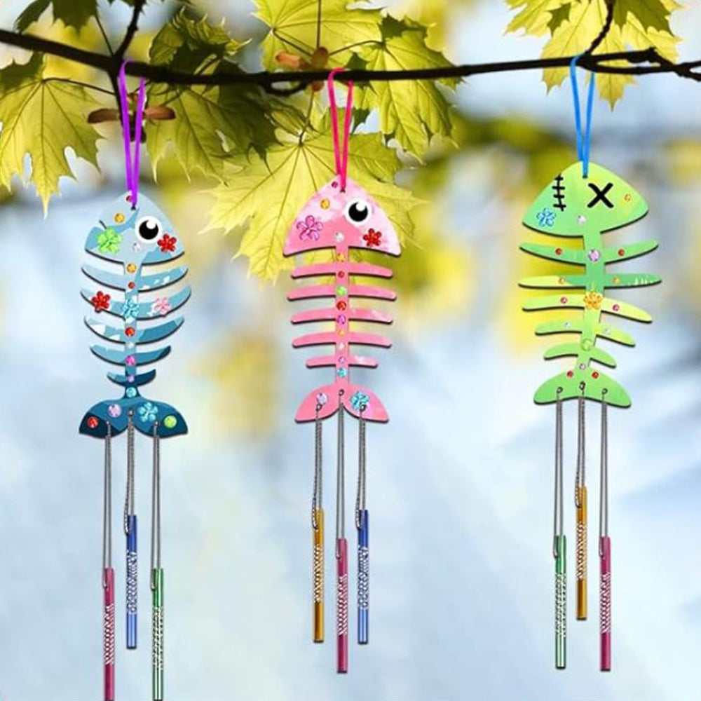 3D Rotating Fish Wind Chime Kit for Kids Make Your Own Wind Chime Wooden Arts