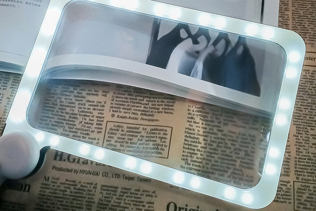 Rectangular Magnifying Glass with 5X Magnification and LED Lights