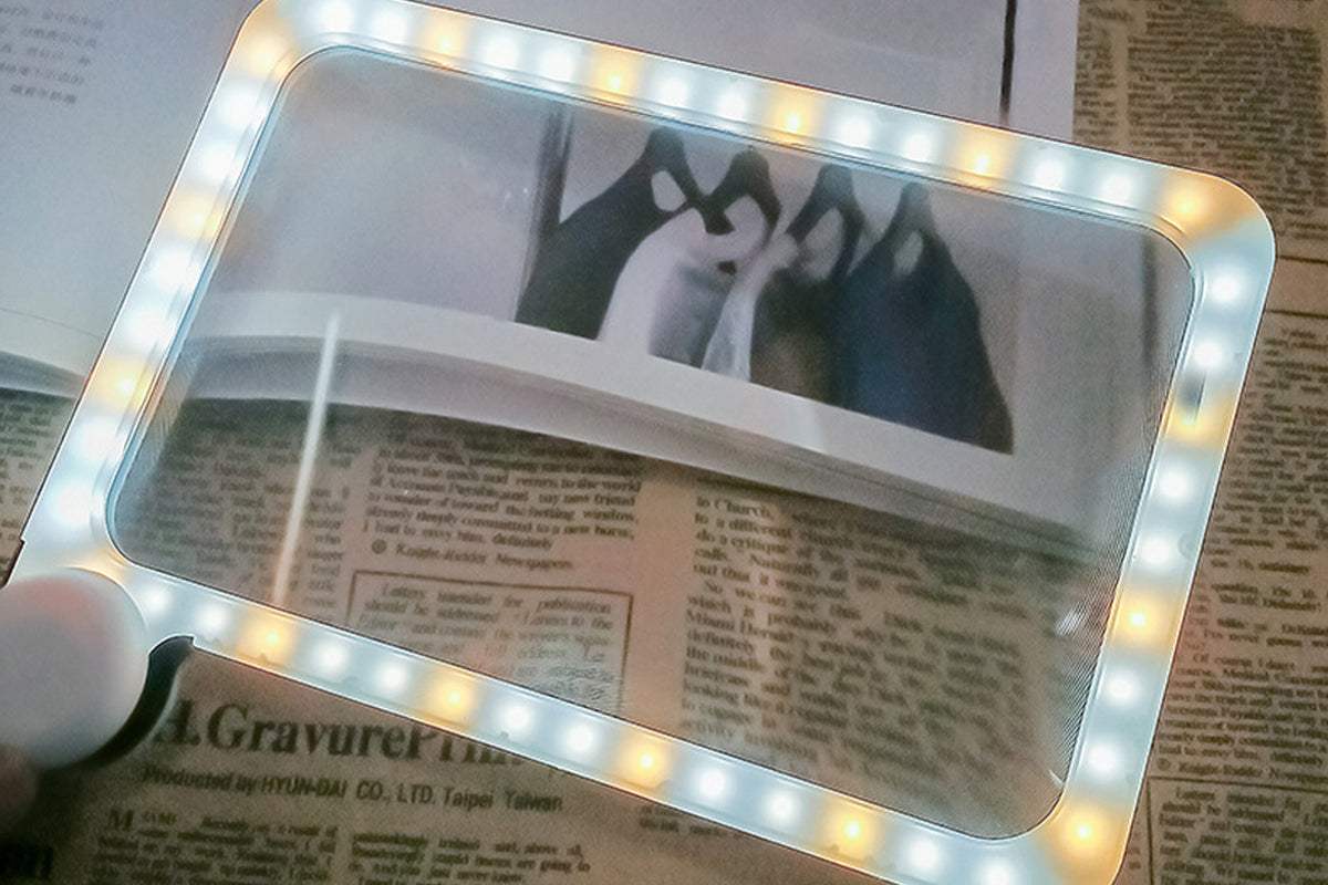 Rectangular Magnifying Glass with 5X Magnification and LED Lights