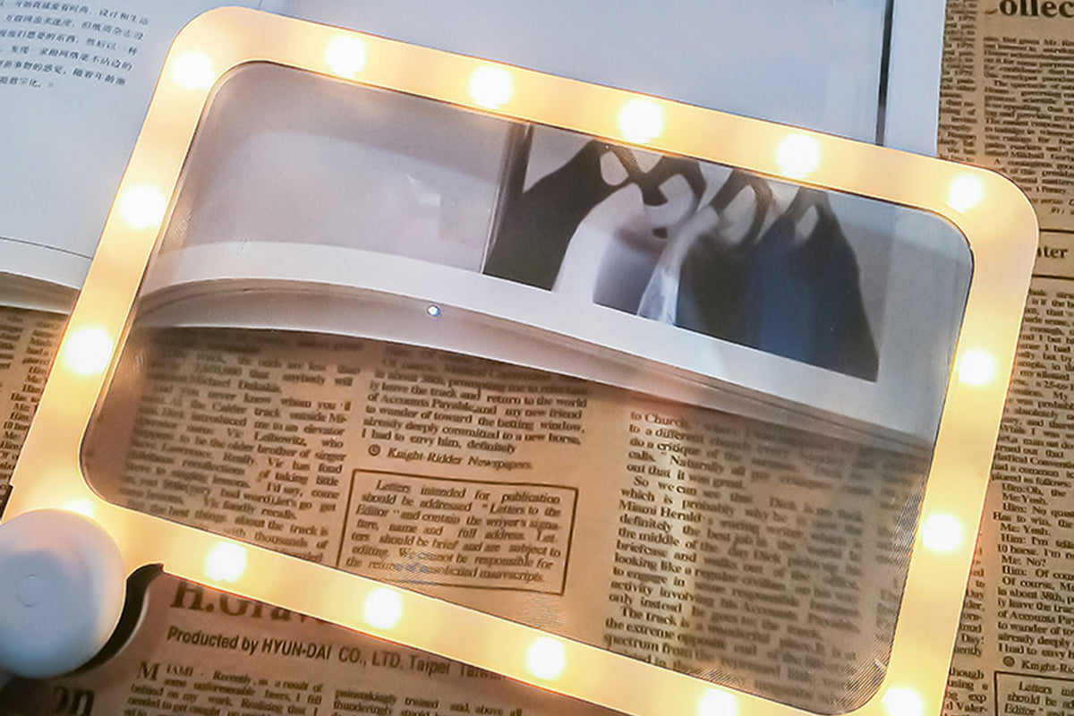 Rectangular Magnifying Glass with 5X Magnification and LED Lights
