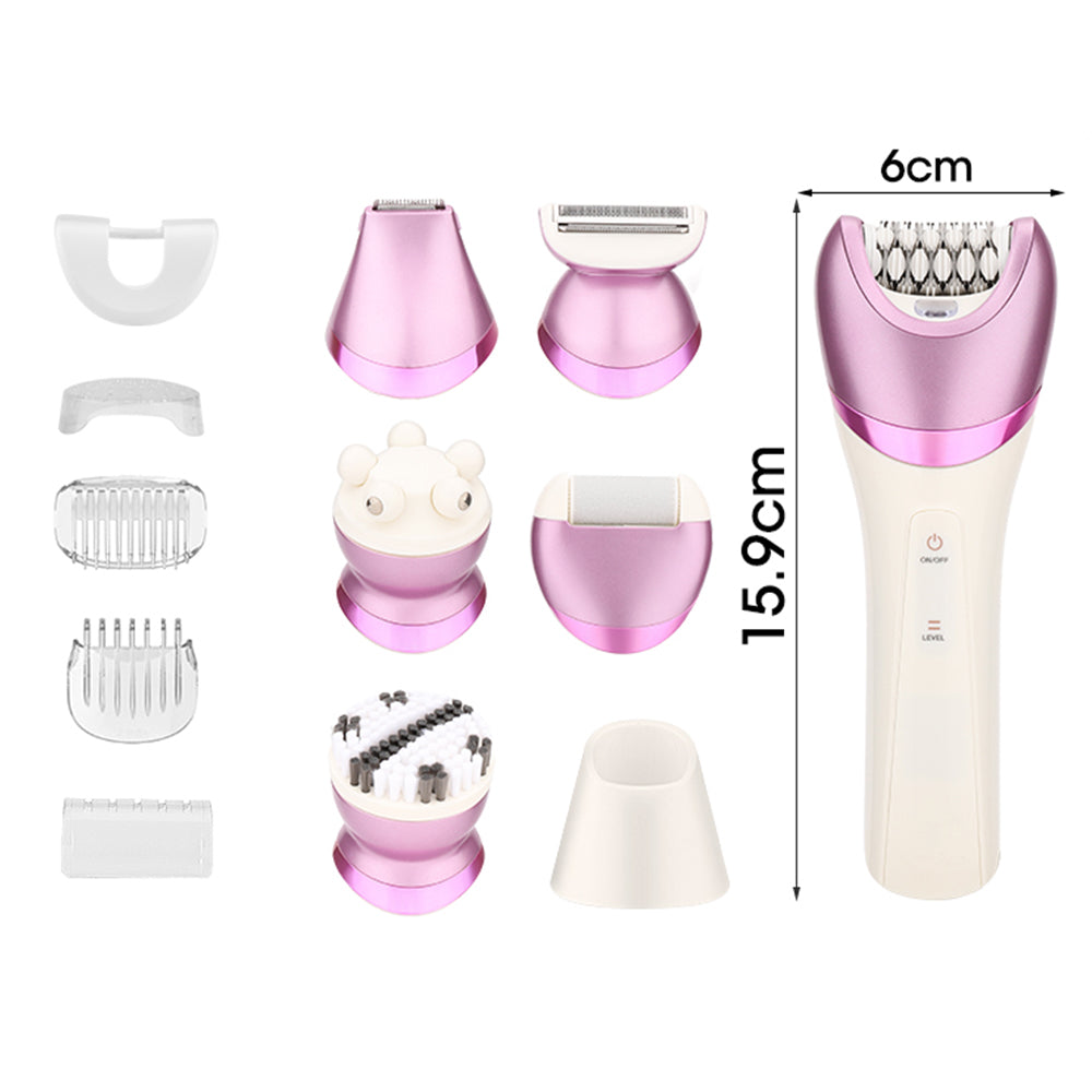 6-in-1 Painless Electric Shaver for Women Cordless Face Foot Body Hair Grooming Set
