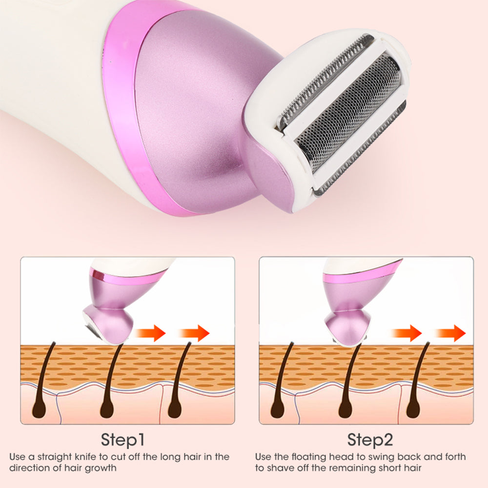 6-in-1 Painless Electric Shaver for Women Cordless Face Foot Body Hair Grooming Set