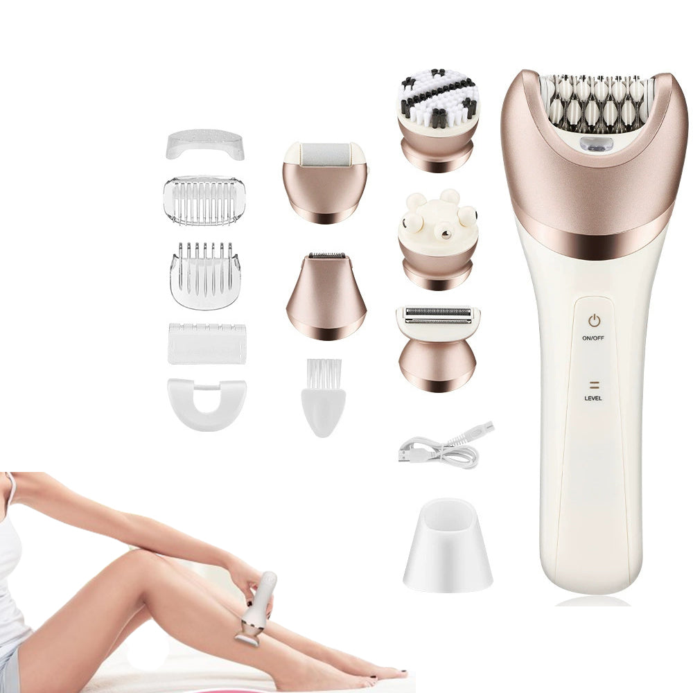6-in-1 Painless Electric Shaver for Women Cordless Face Foot Body Hair Grooming Set