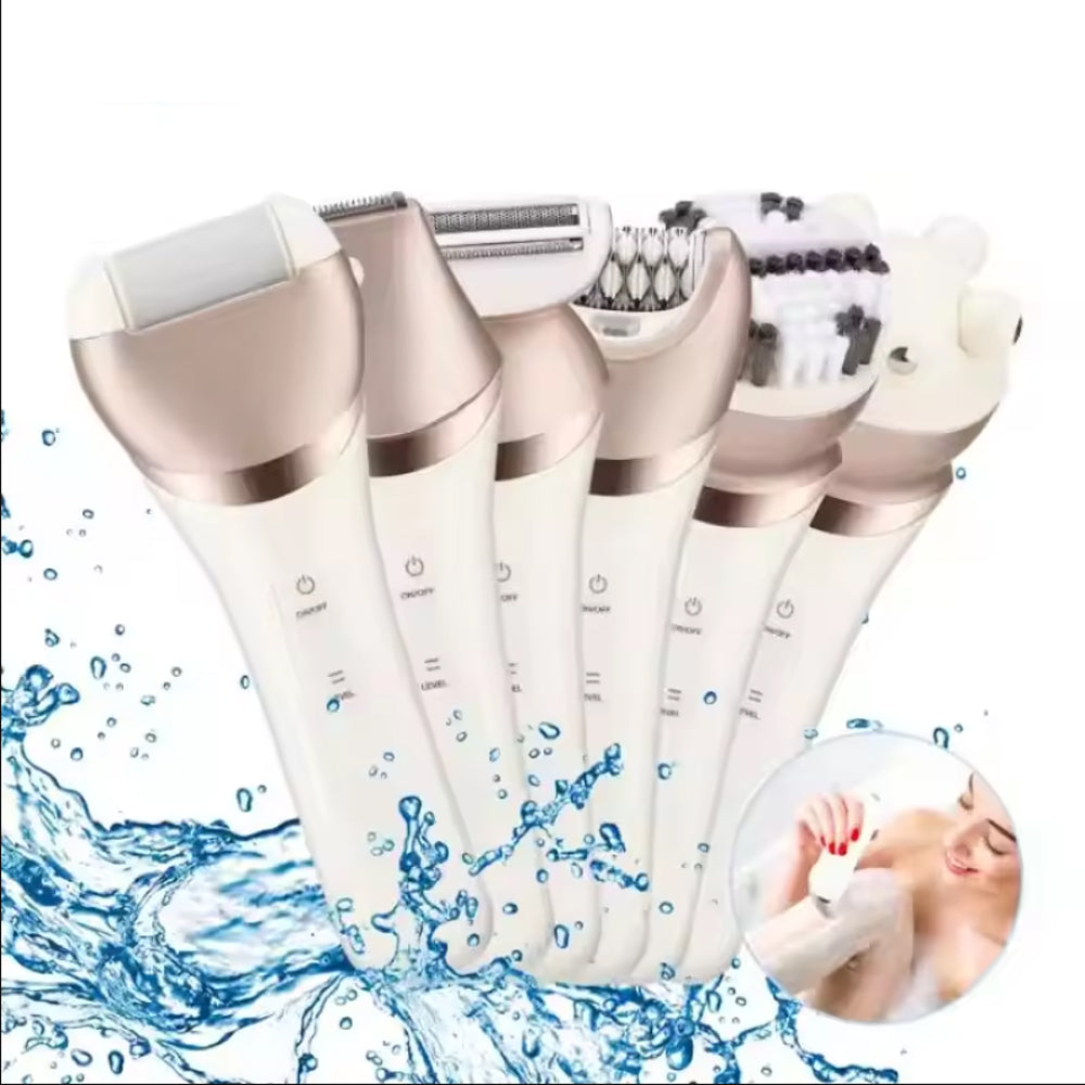 6-in-1 Painless Electric Shaver for Women Cordless Face Foot Body Hair Grooming Set