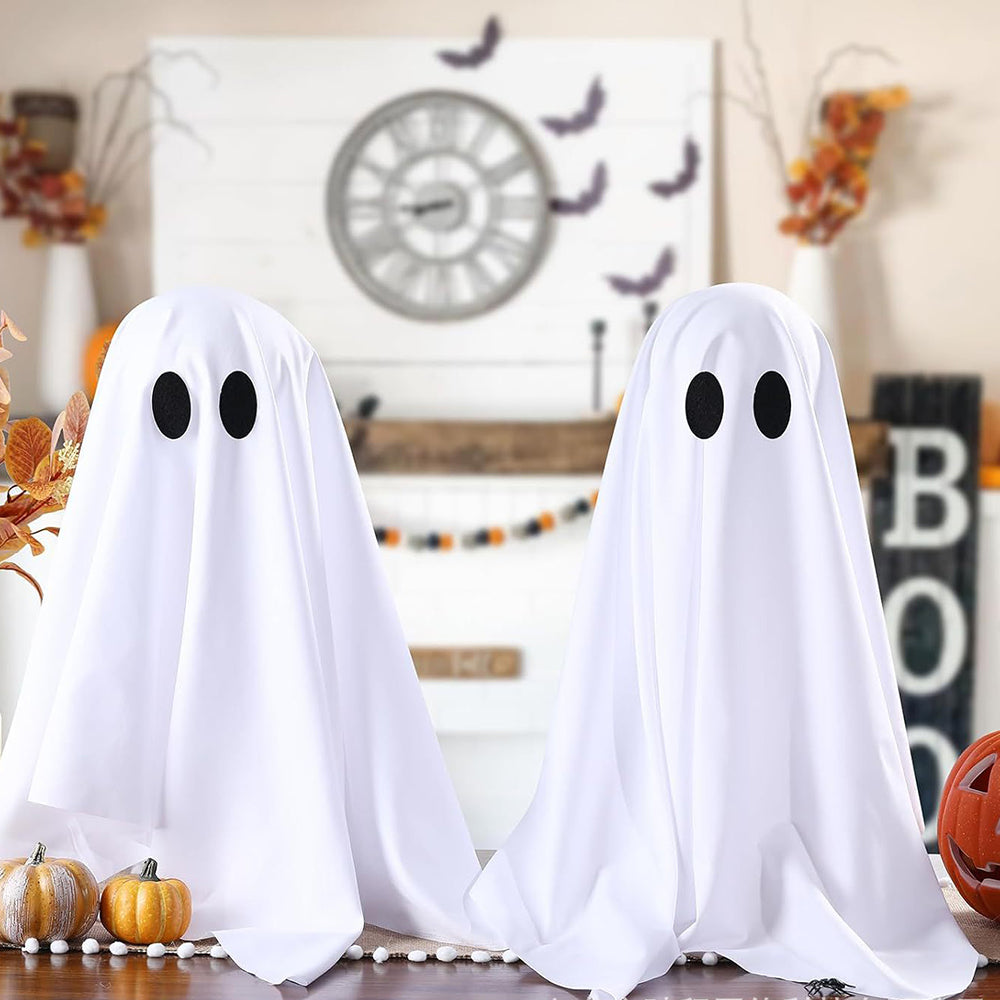 2 Pieces Halloween Ghost Figurines with LED Lights for Indoor and Outdoor Decor