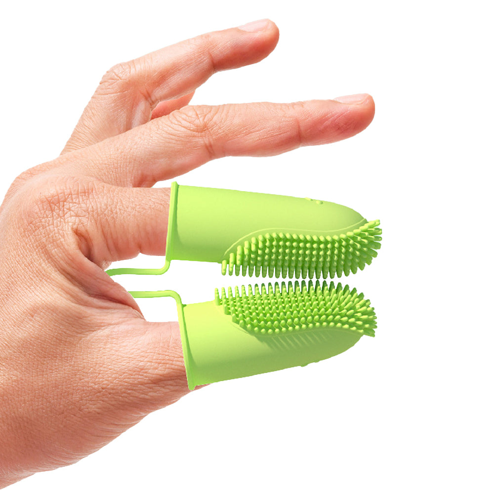 3Pcs Double-finger Dog Toothbrush Silicone Cat Finger Tooth Brushing Kit Pet Tooth Brush