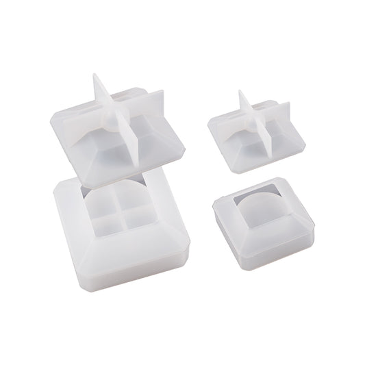 2Pcs Silicone Candle Jar Mold Candle Storage Box Molds with Lid-S+L
