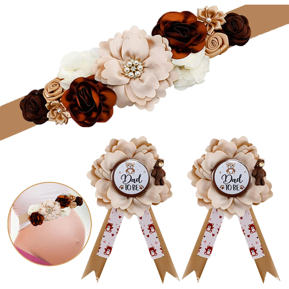 Maternity Sash and Corsage Set Mom to Be Daddy to Be Sash and Corsage