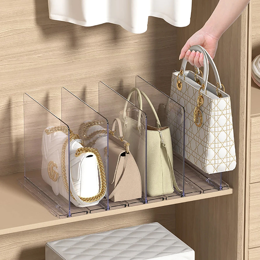 Adjustable Closet Shelf Dividers for Handbags Purse Clothes Books