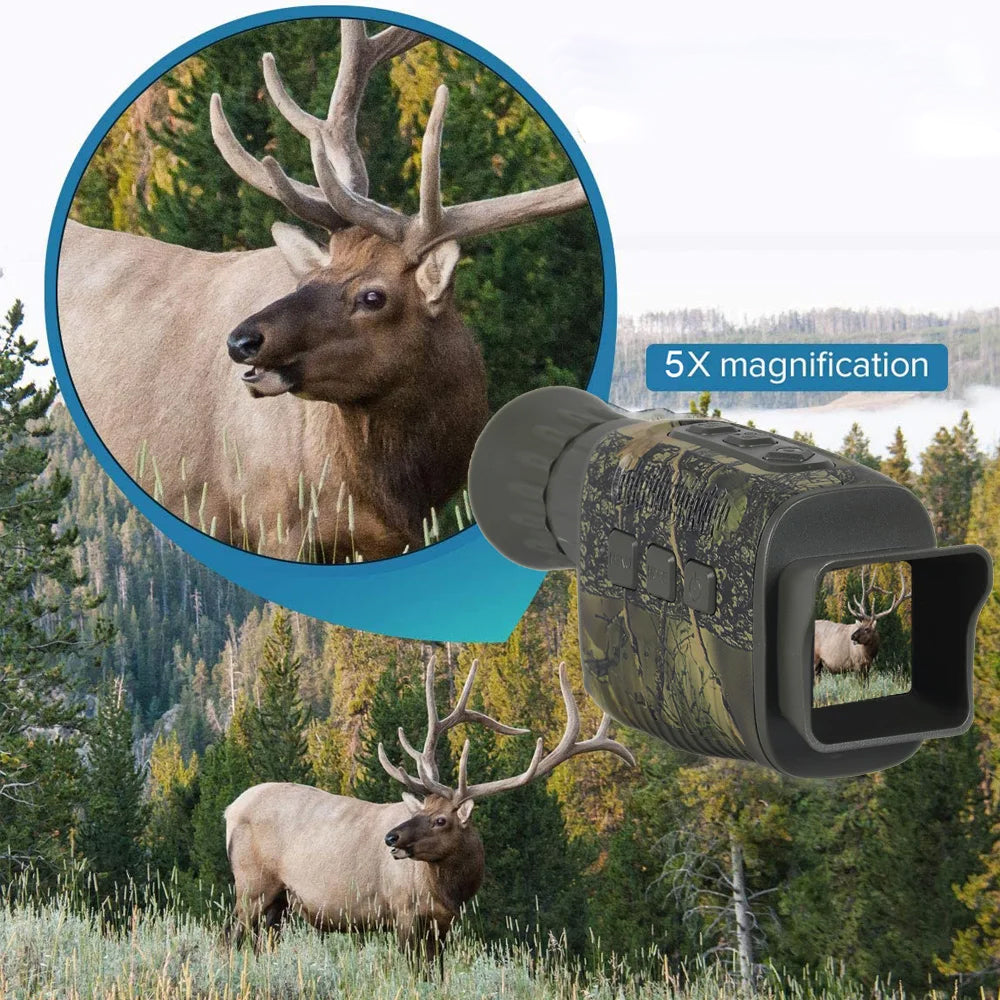 IR Night Vision Monocular 5X Zoom Telescope Digital Camera HD Video 4K