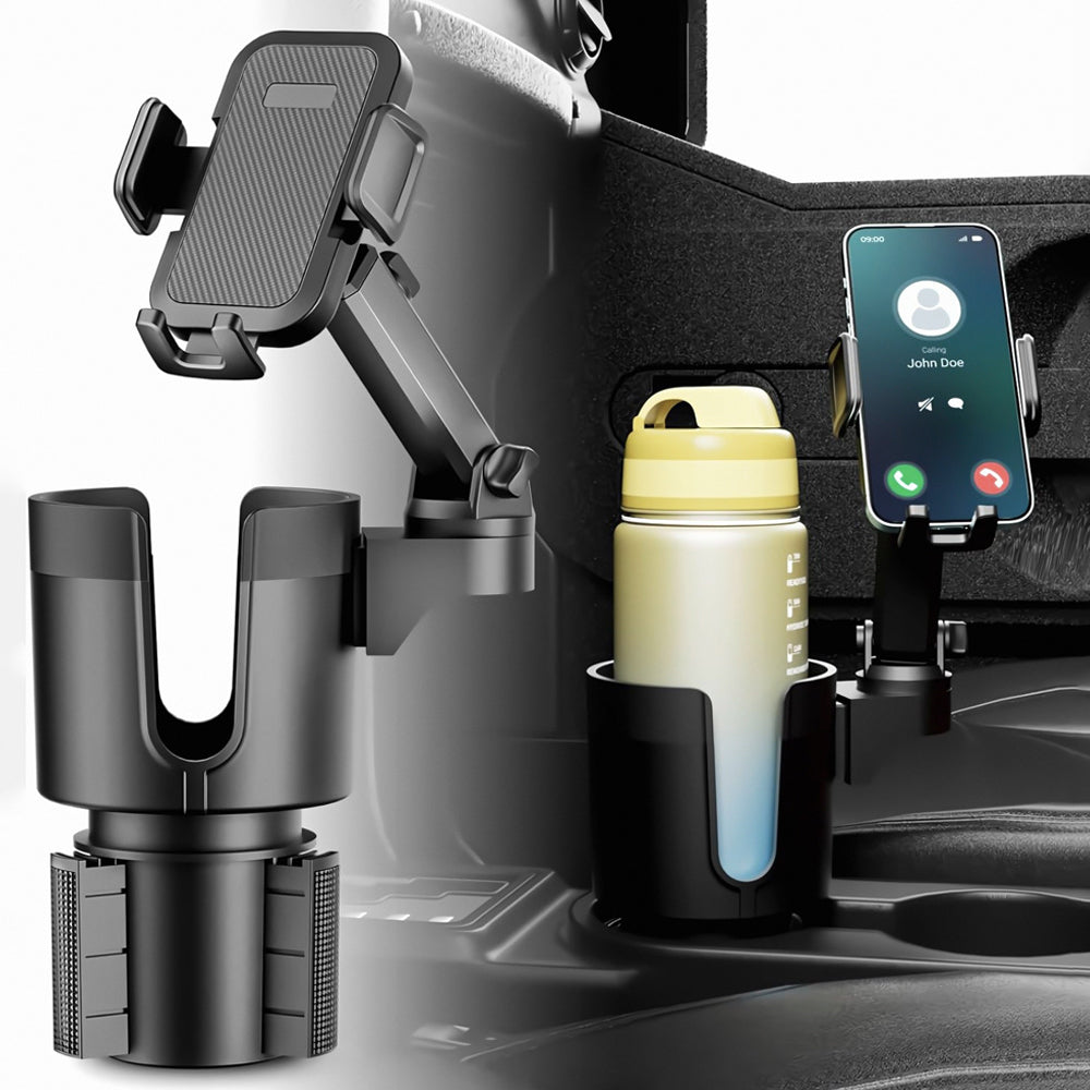 Two-in-one Car Cup Holder Phone Mount Stand Expander With Adjustable Height