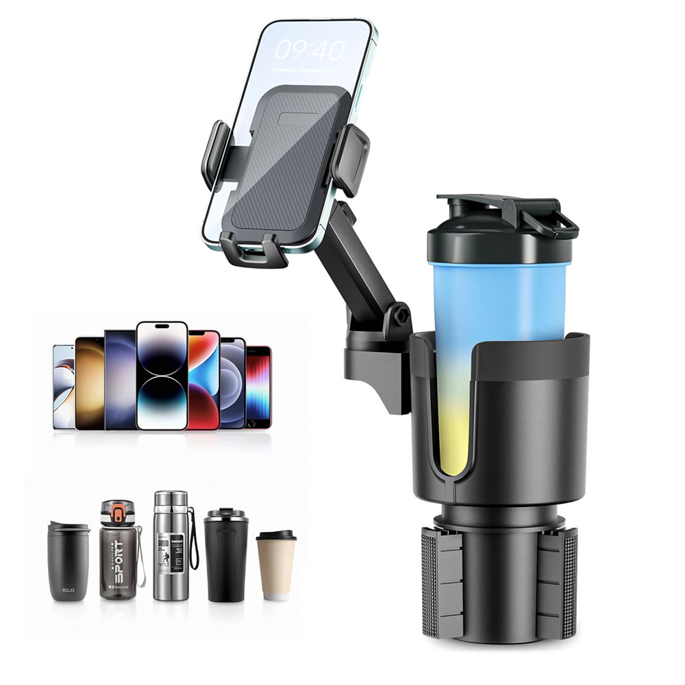 Two-in-one Car Cup Holder Phone Mount Stand Expander With Adjustable Height
