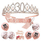 10 PCs Birthday Decoration Set Birthday Gift Tiara Crown and Sash-30th Birthday Decoration
