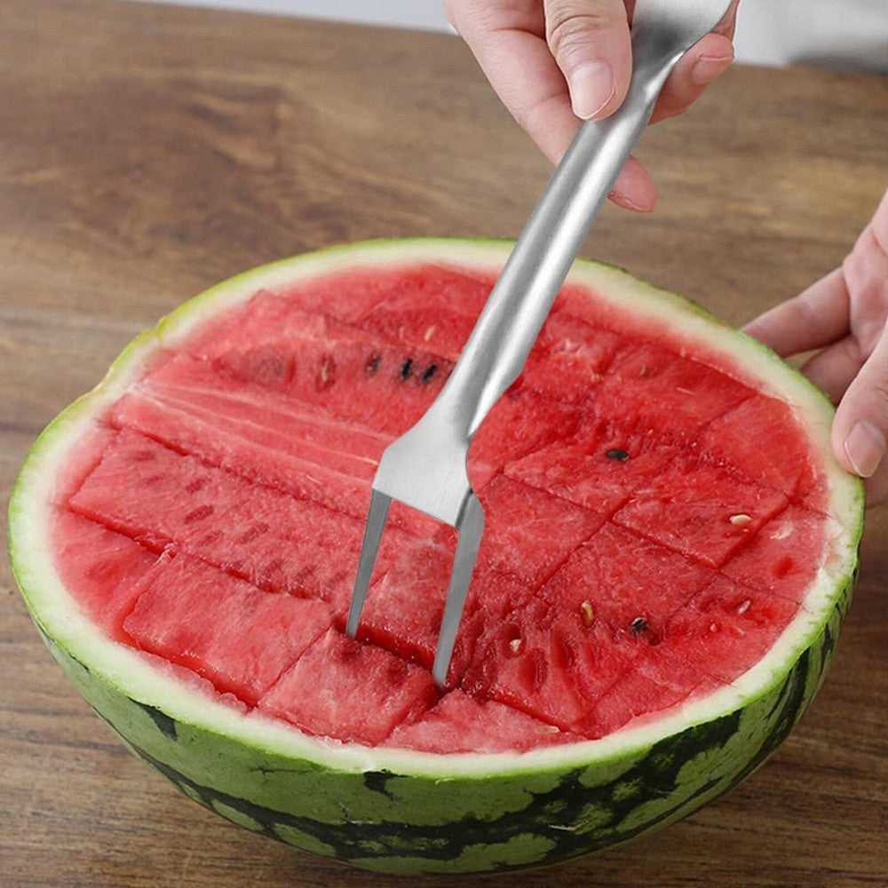2Pcs Stainless Steel Multifunctional Watermelon Fork Slicer Tool