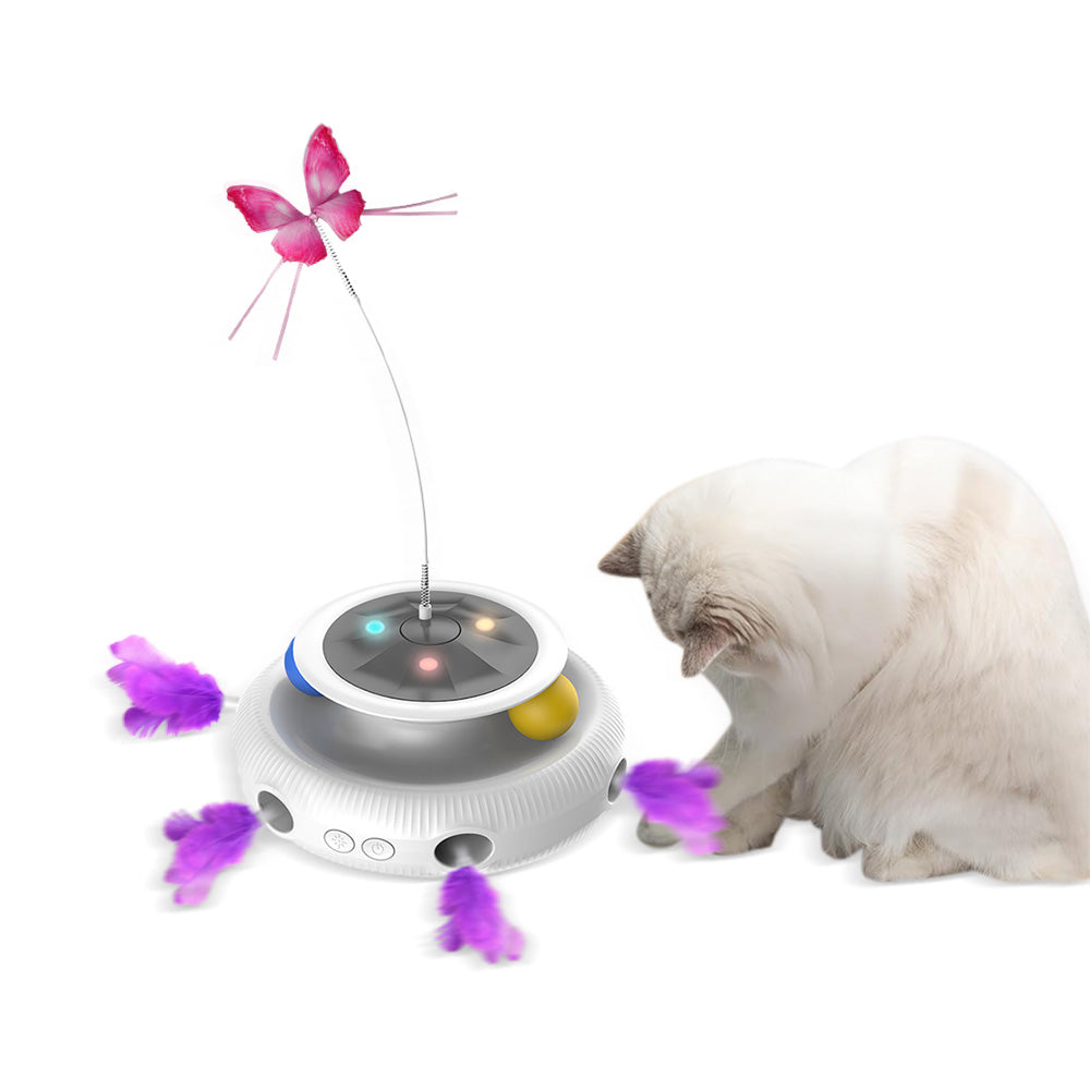 Cat Toy 3-in-1 Automatic Interactive Cat Toys USB Rechargeable Powered Smart Indoor Exercise Kicker