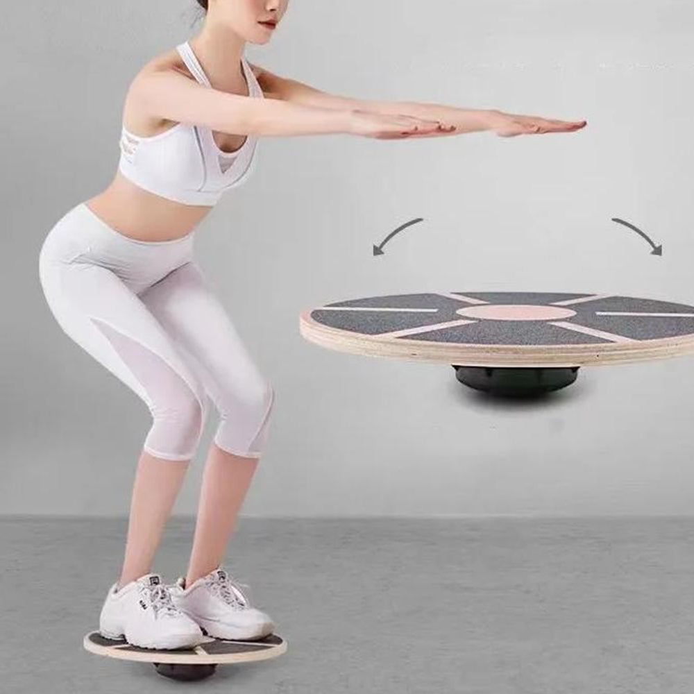 39.5cm Non-Slip Wooden Wobble Balance Board for Exercise Training