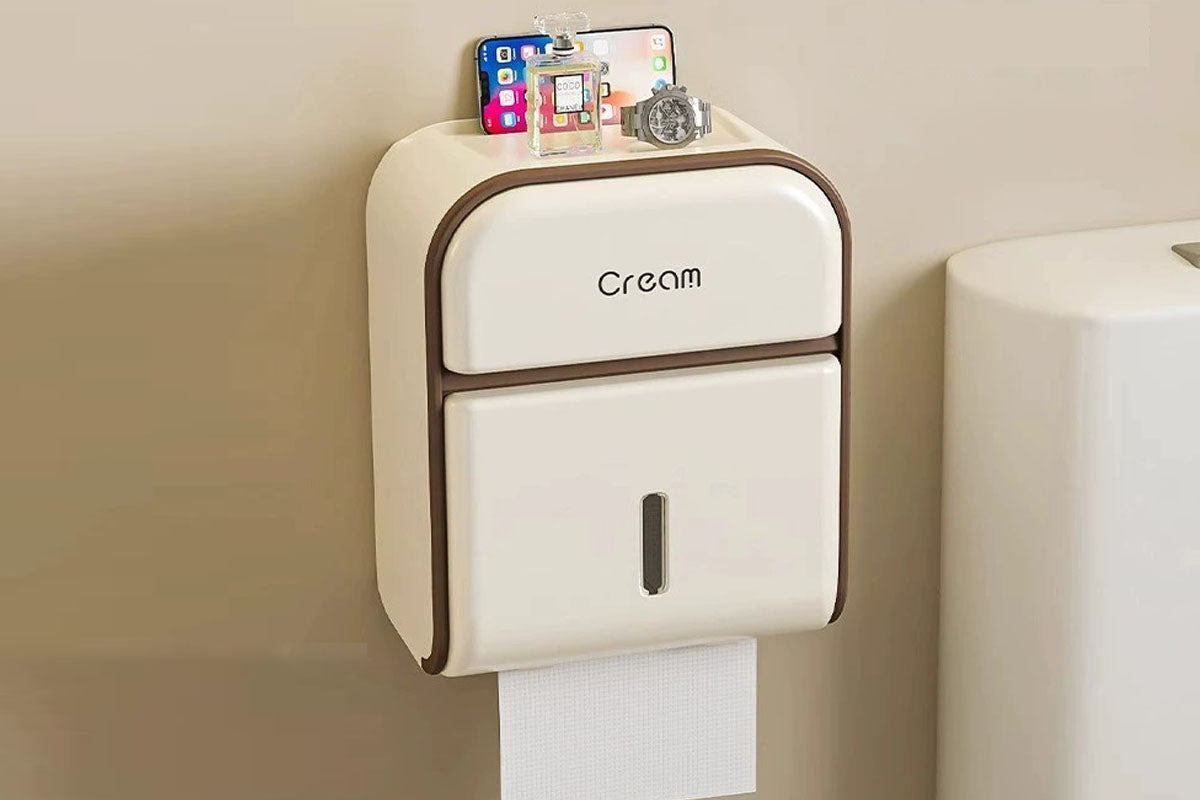 Wall Mount Toilet Paper Holder with Shelf 2-in-1 Tissue Dispenser for Bathroom