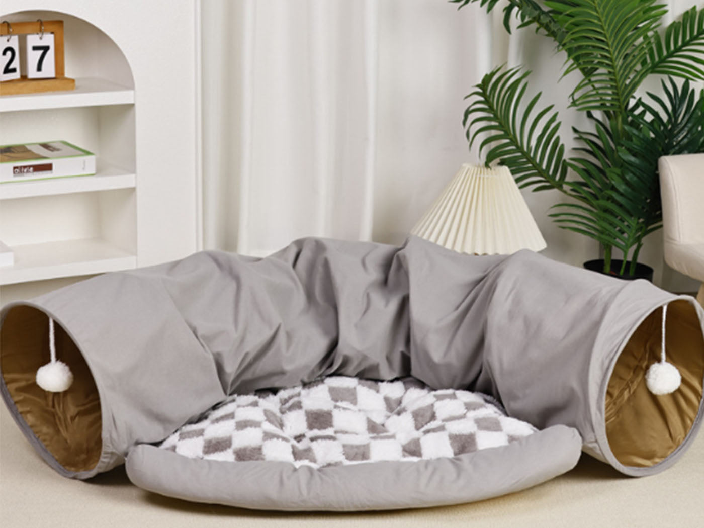 Cat Tunnel Bed for Indoor with Collapsible Washable Design