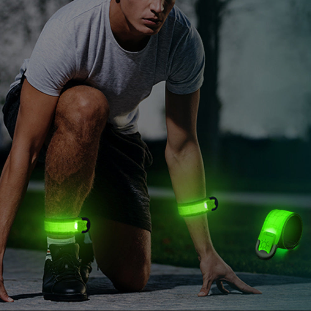 2Pcs LED Slap Wristband Night Running Security Glowing Bracelet Luminous Armband Strap