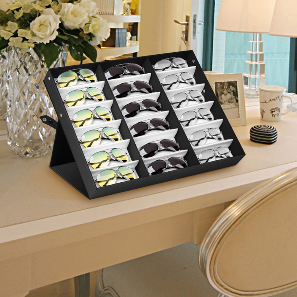 18 Grid Eye Glasses Case Eyewear Sunglasses Display Storage Box Eyewear Stand Display Case
