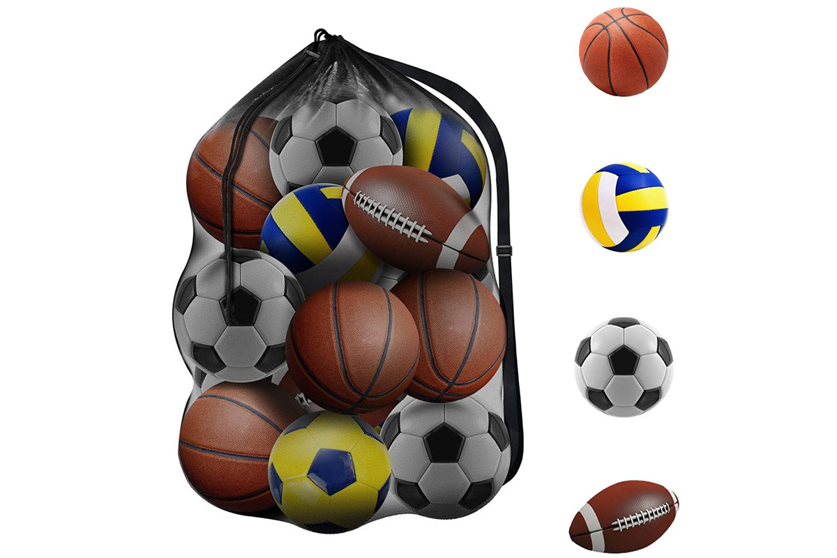 Mesh Sport Ball Bag Heavy Duty Extra Large Storage Bag With Adjustable Shoulder Strap