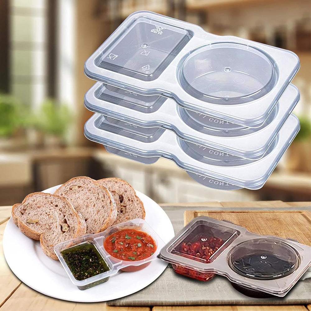 20Pcs Double Compartment Condiment Container Reusable Snack Containers with Lids