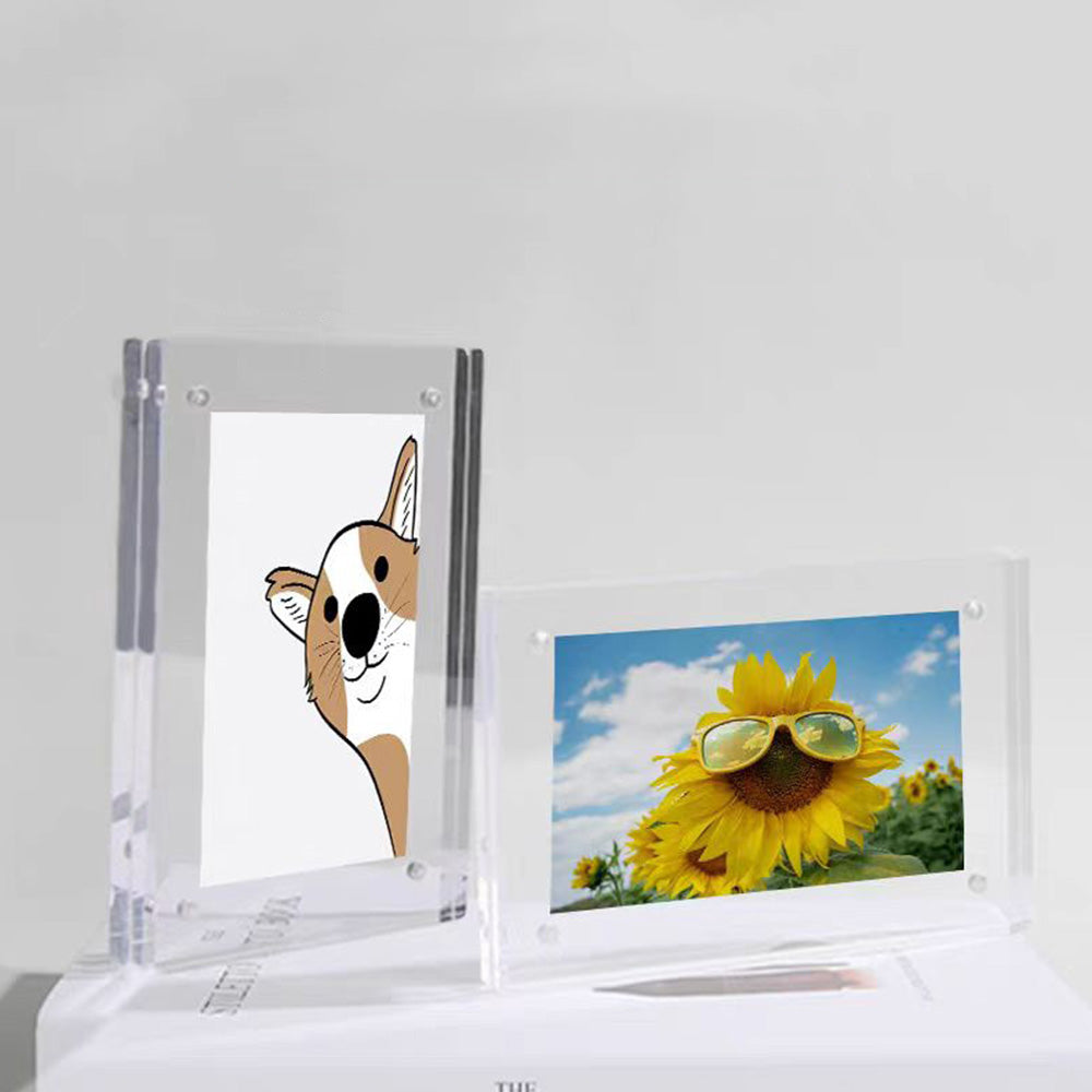 Double Sided Clear Acrylic Photo Frame with 8 Attraction Pieces