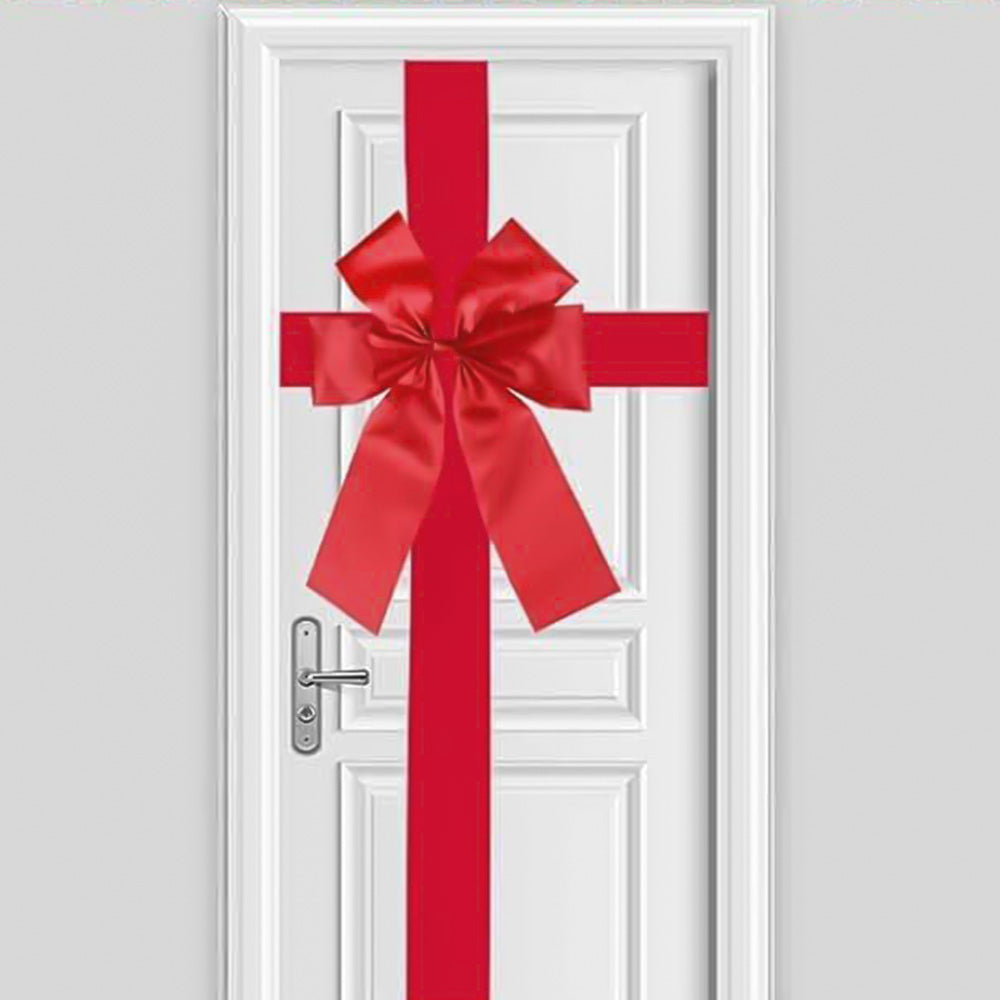 Red Velvet Style Christmas Door Bow with 420x200cm Polyester Straps