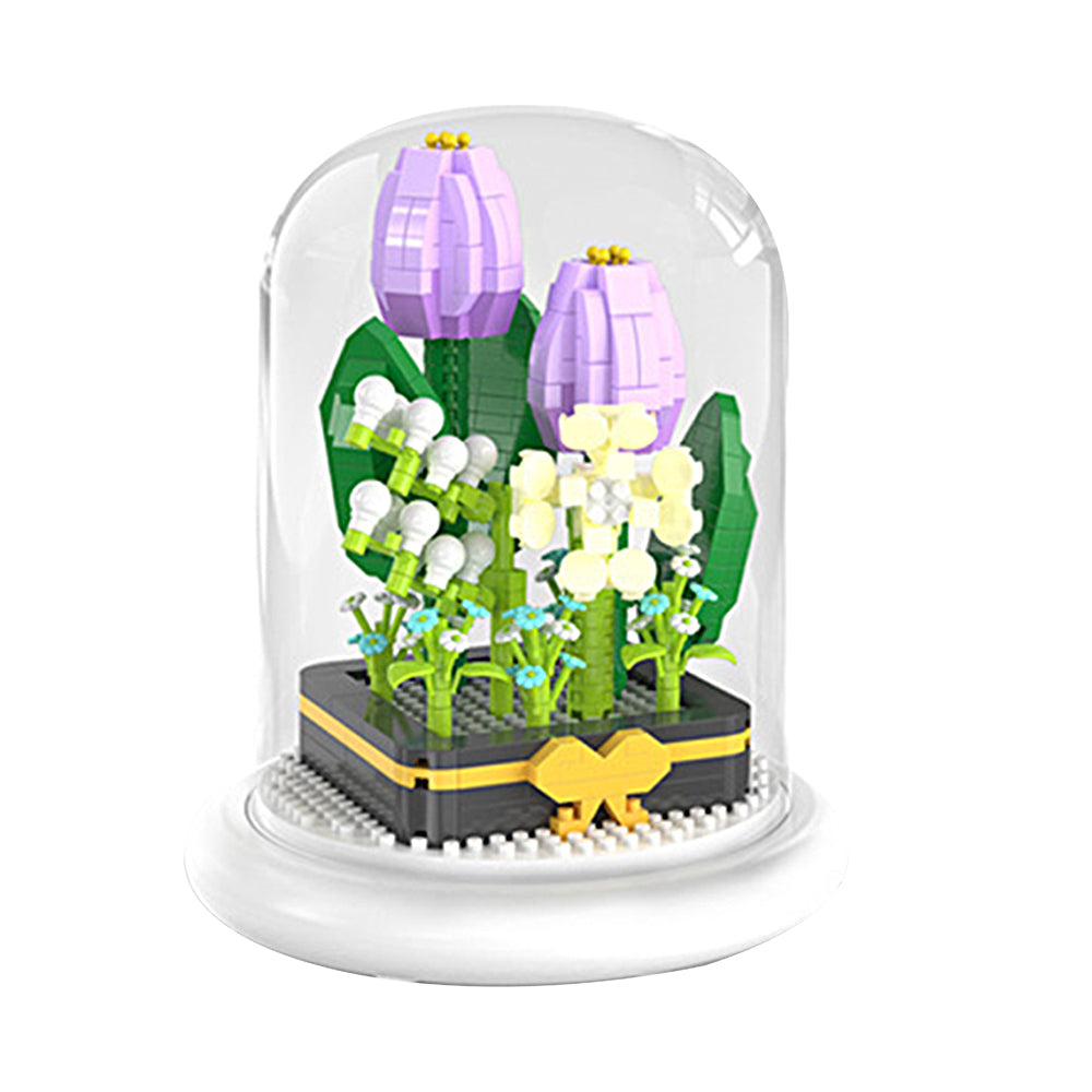 Light-Up Flower Building Blocks Kits with Dust Cover