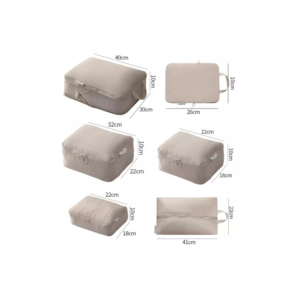 6Pcs Portable Zipper Compression Travel Luggage Storage Bag Set